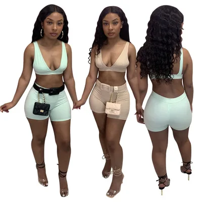 

fashion two piece set women clothing sexy club party backless crop tops and pencil mini skirt 2 pieces outfits, Picture