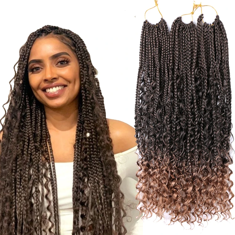 

Wholesale wavy river curly box locs braids synthetic faux locs goddess crochet hair extensions braiding hair, Per color two tone three tone color more than 55 color aviable