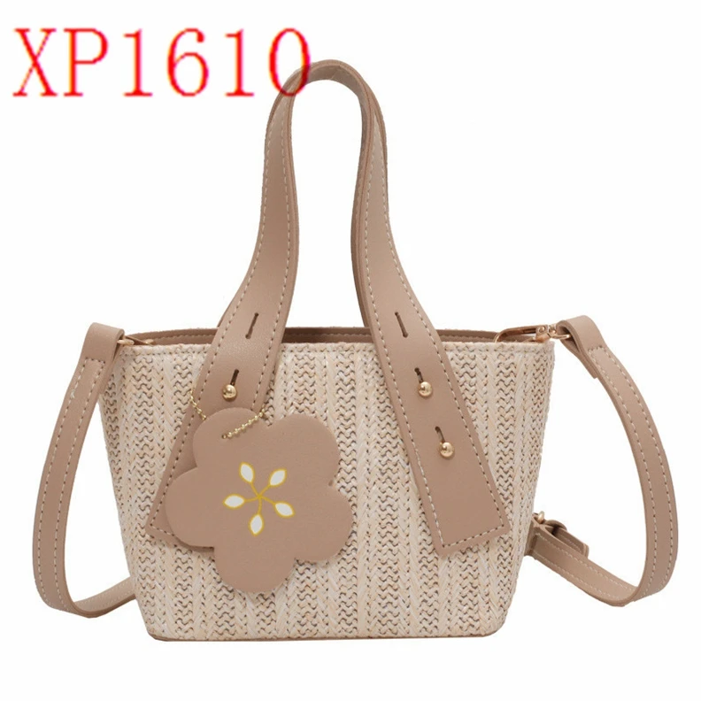 

XP1610 Popular straw small leather bag women 2021 new fashion portable bucket bag