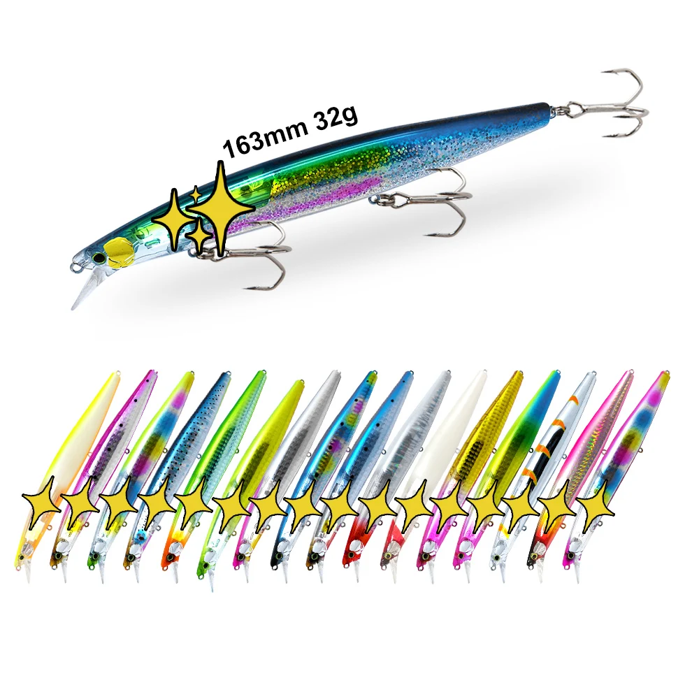 

HONOREAL 163mm 32g ABS Plastic Floating Minnow Lure Bait Artificial Tuna Fishing Bait for Rivers Streams and Lakes