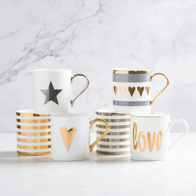 

Feiyou new wholesale INS hot selling gold handle ceramic mug marble coffee mug porcelain cup personalized ceramic mug, As the picture show
