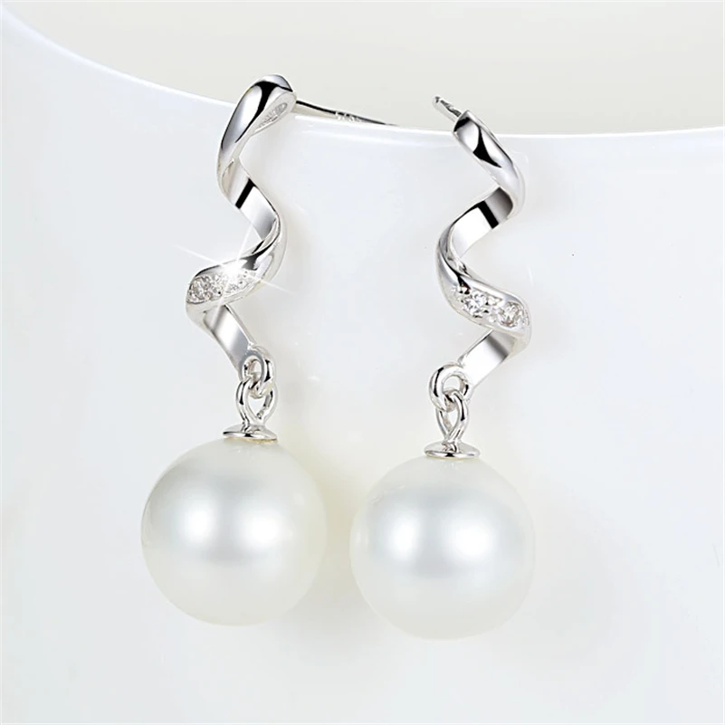 

Pearl S925 Silver Color Drop Earrings for Women Round Engagement Wedding Anillos De Drop Garnet Earring Fine Jewelry Orecchini