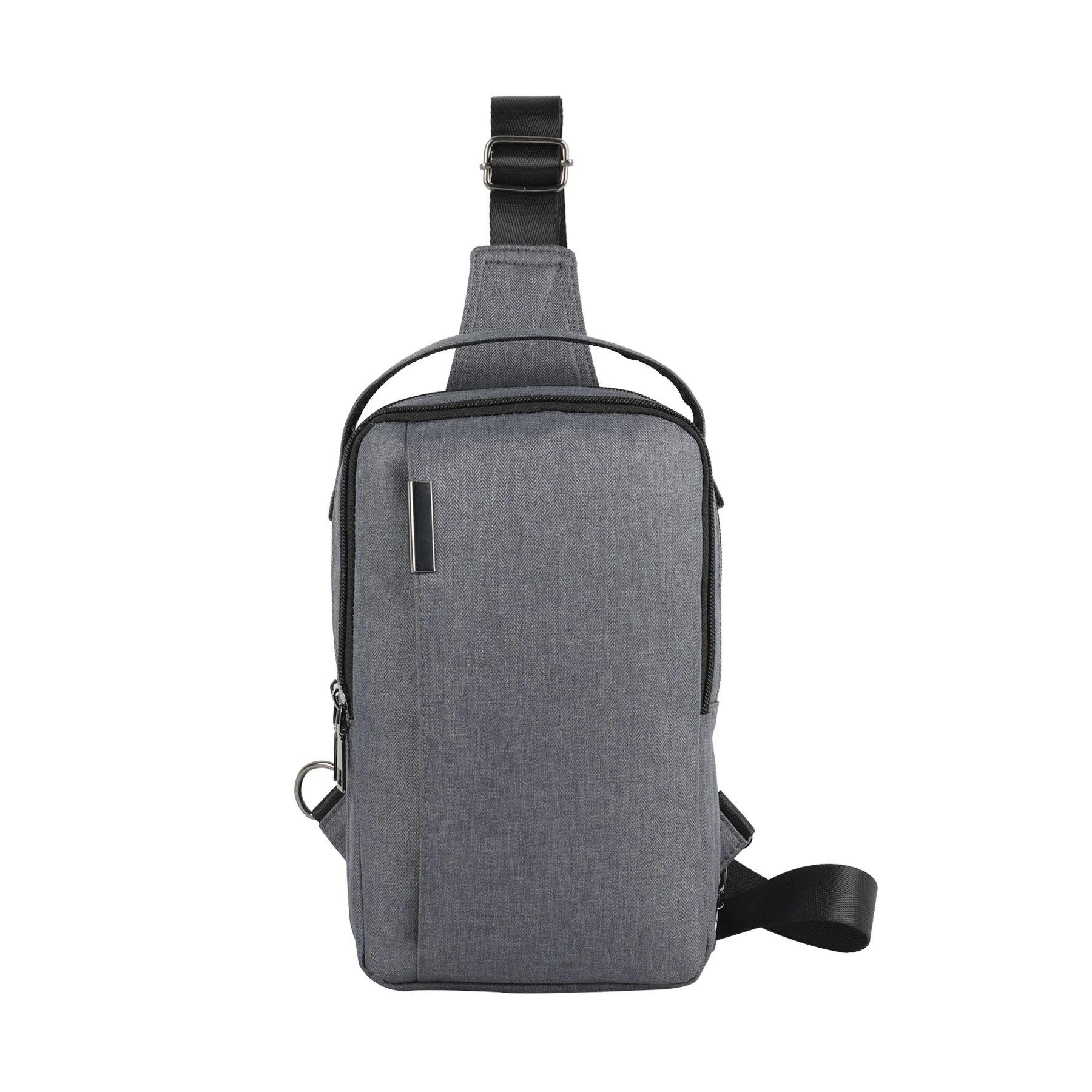 

Wholesale zipper Custom black Canvas men waterproof shoulder crossbody bag sling chest bag, Grey,black
