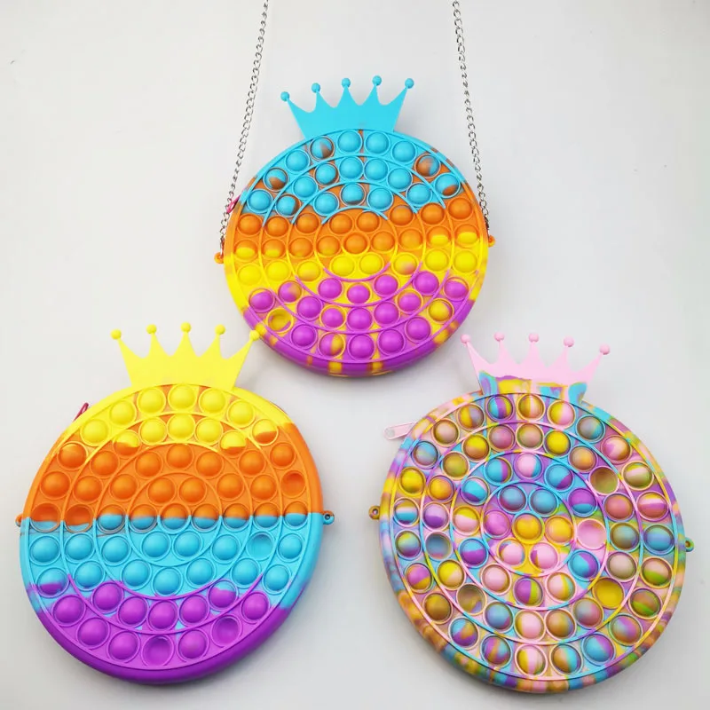 

Rainbow toddler cute kid little girls large silicone fidget push bubbles pop it crown coin purse for amazon