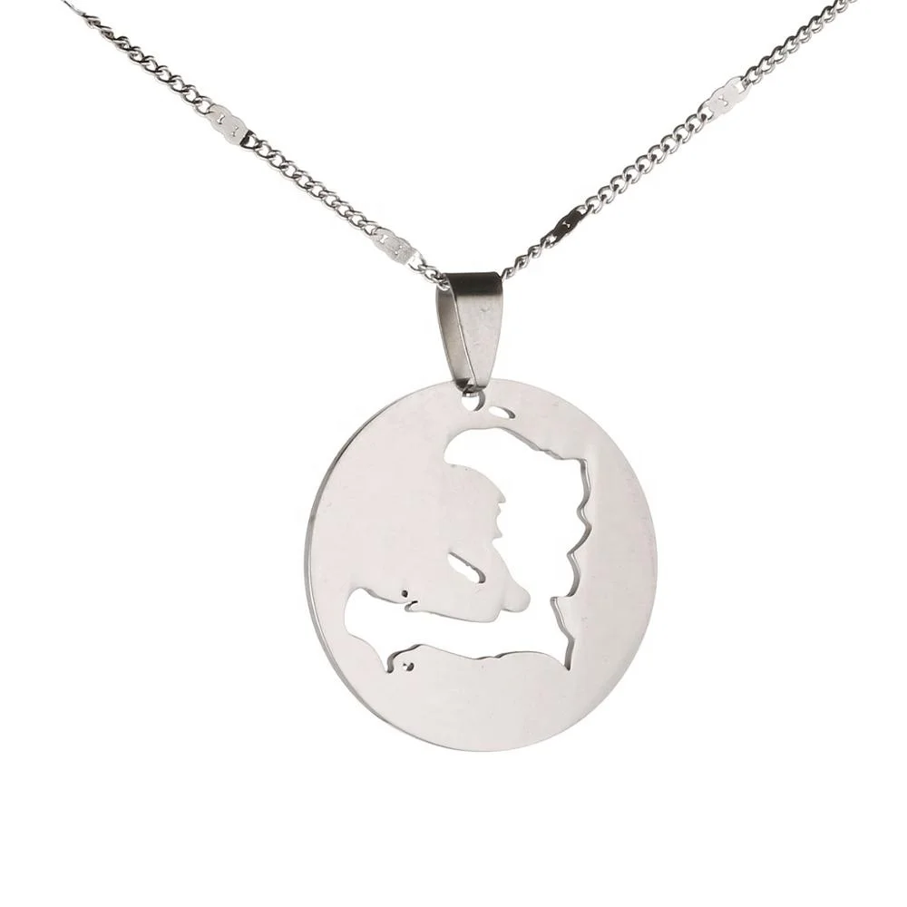 

Stainless Steel The Republic of Haiti Map Pendant Necklace Port-AU-Prince Map Jewelry