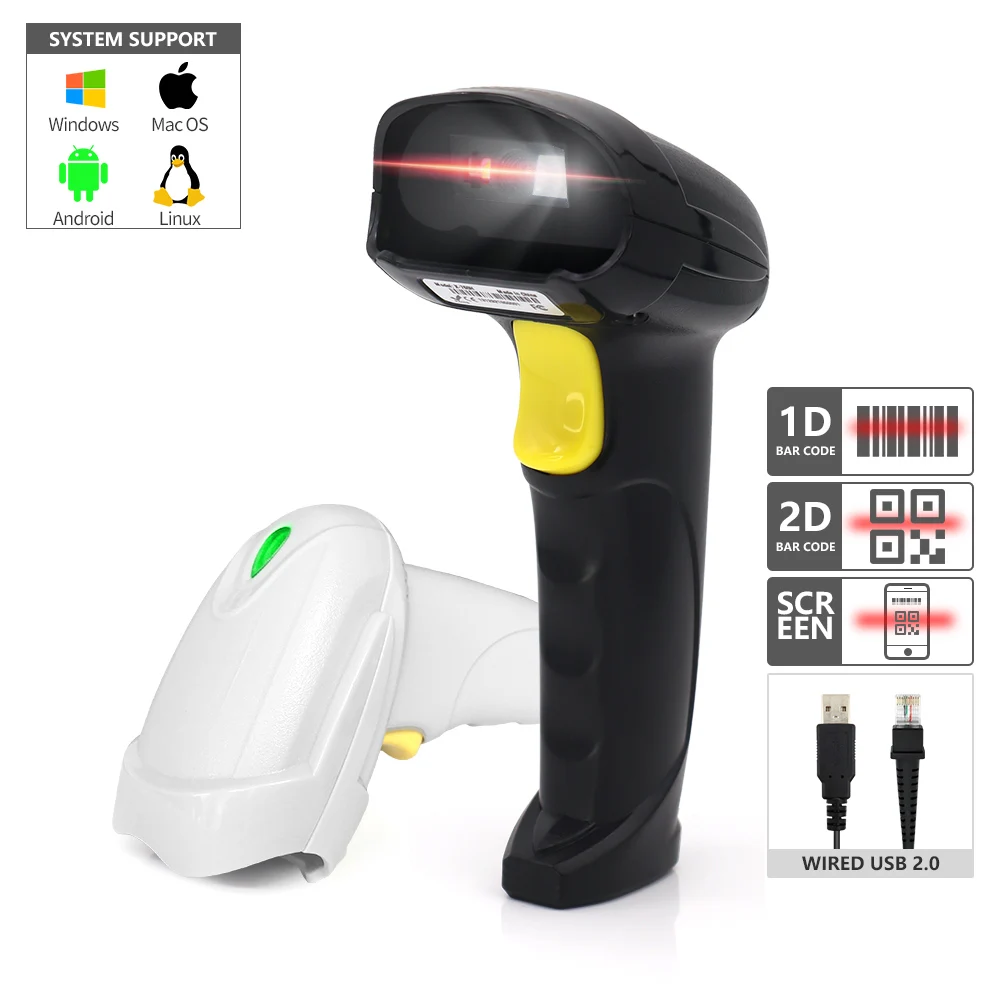 

Corded Handheld 1D 2D Computer Barcode Scanner Payment Device Bar Code Sticker Reader Machine Scan To Pay Use 2D Scanner Module