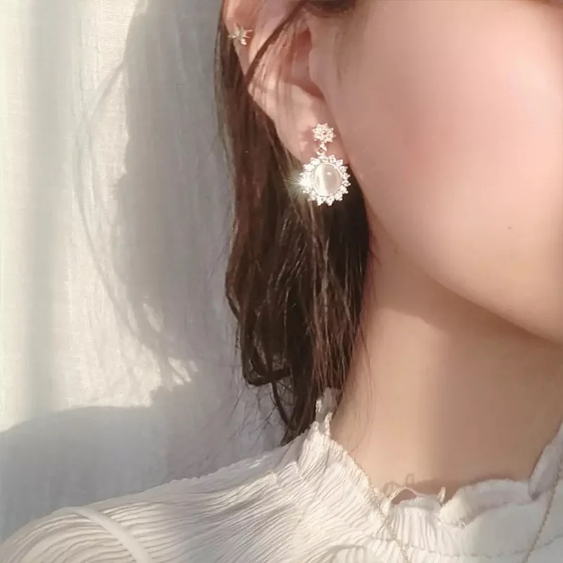 

2021 Hot Sale New Design Korean Style Fashion Opal Temperament Earrings Women's Jewelry Earring Gift for Girls, As pictures