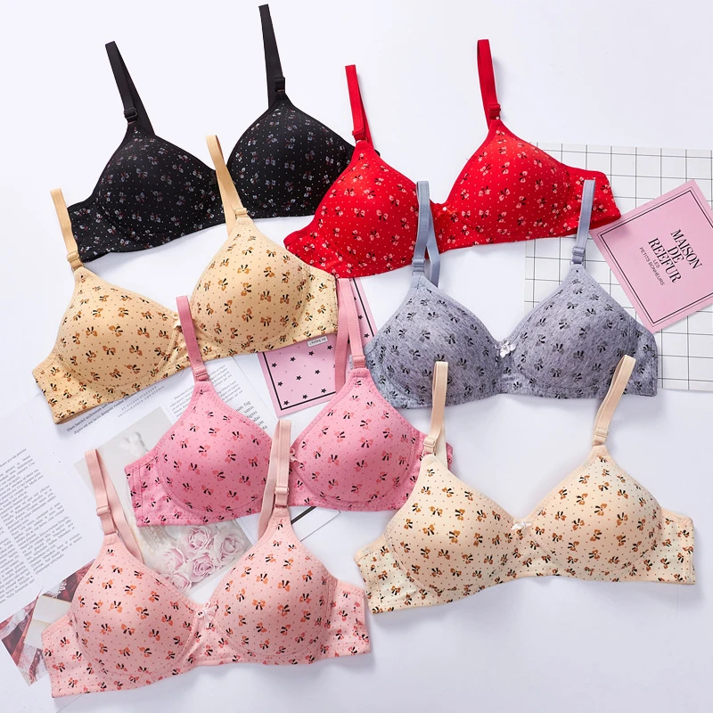 

Wholesale Cheap Ladies Printed Underwear Thin Women Bra Without Steel Ring Multicolor Mom Brassiere, Red,gray,skin,pink,black,light pink,yellow