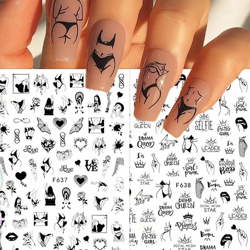 

2021 3D Mixed Design Adhesive Nail Art Sticker Decals Decoration, Picture