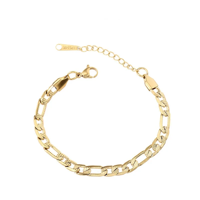 

Hip Hop 14K Gold Plated Chain Bracelet Stainless Steel Unisex Minimalist Jewelry Fashion Accessories, Gold color