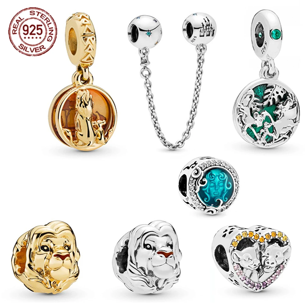 

2021 NEW 100% 925 Sterling Silver Summer 1:1 Shine Gold Lion King Simba Charm Fit DIY Europe Women Original Bracelet Jewelry