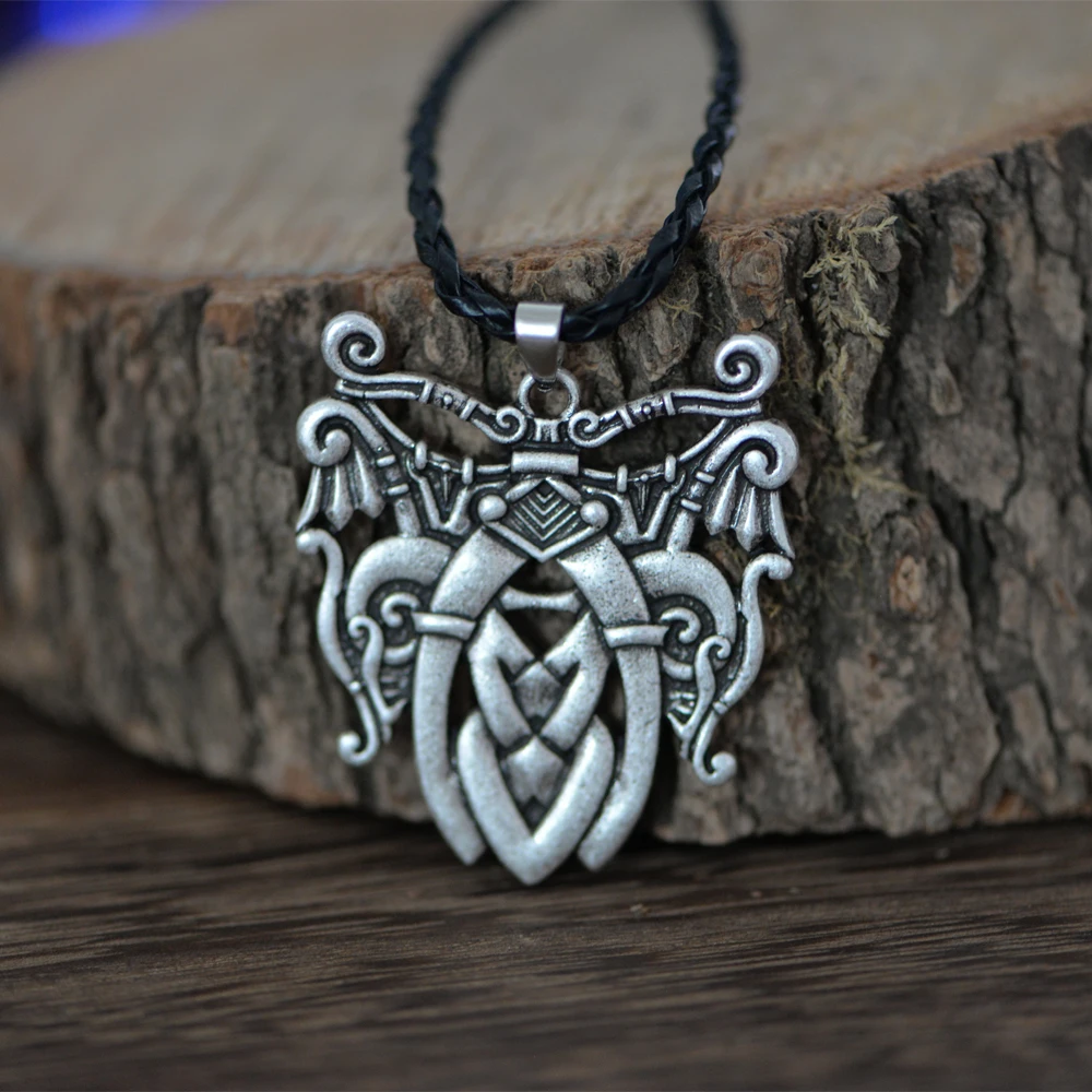 

LANGHONG Norse Odin's Necklace Viking Necklace For Men Talisman Jewelry, Antique silver, antique bronze