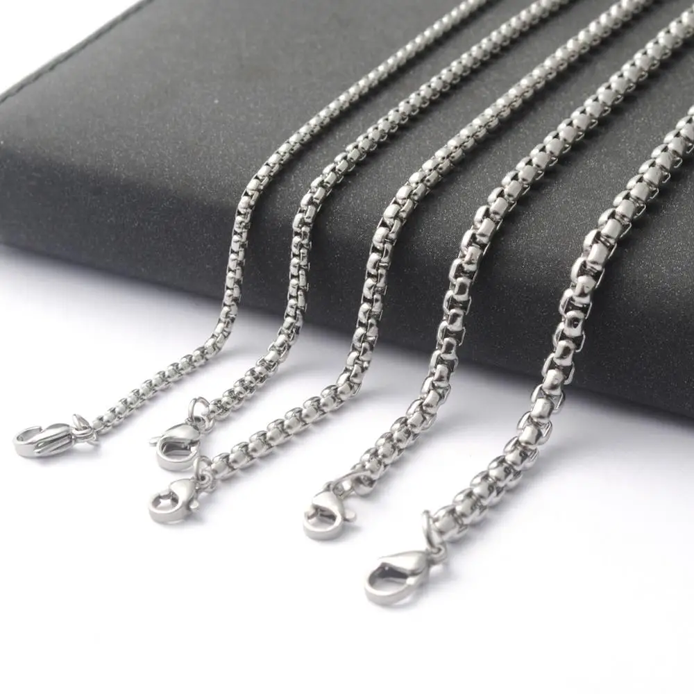 

304 stainless steel square pearl titanium steel jewelry square chain for necklace, Gold/rose