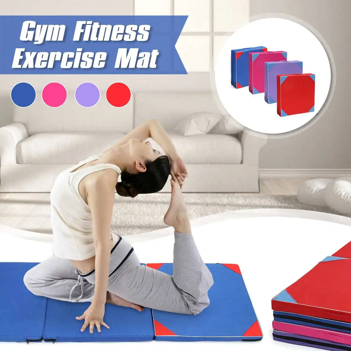 

Non Slip Fitness Exercise Gym Oxford Panel Yoga 3 Folding Gymnastics Mat Tumbling Climbing Pilates Pad Air Track