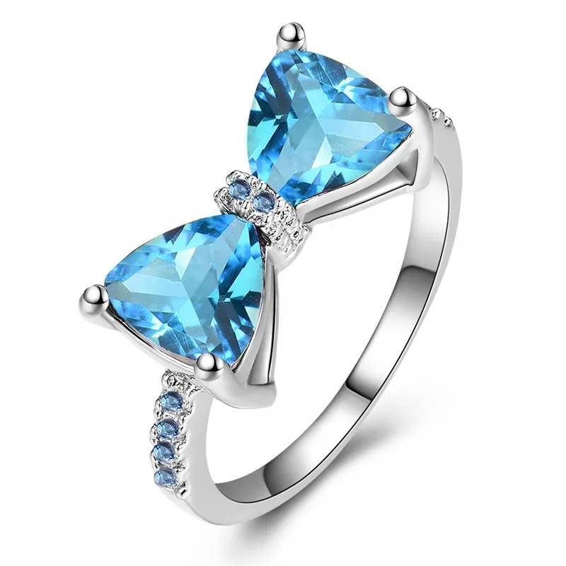 

Light Luxury Mystery Purple Rainbow High End Zircon Bow Knot Rings For Women Simple Elegant Brass Finger Ring Wedding Jewelry