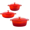3 Pieces Light Non-stick Enamel Cast Iron Cookware Sets Casserole Cooking Pots
