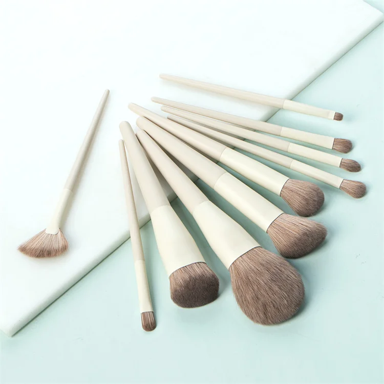 

Wholesale Professional 10 Pcs Cosmetic Make Up Brush Set Vegan Brush Makeup Set Private Label Solid Wood Providers, As photos