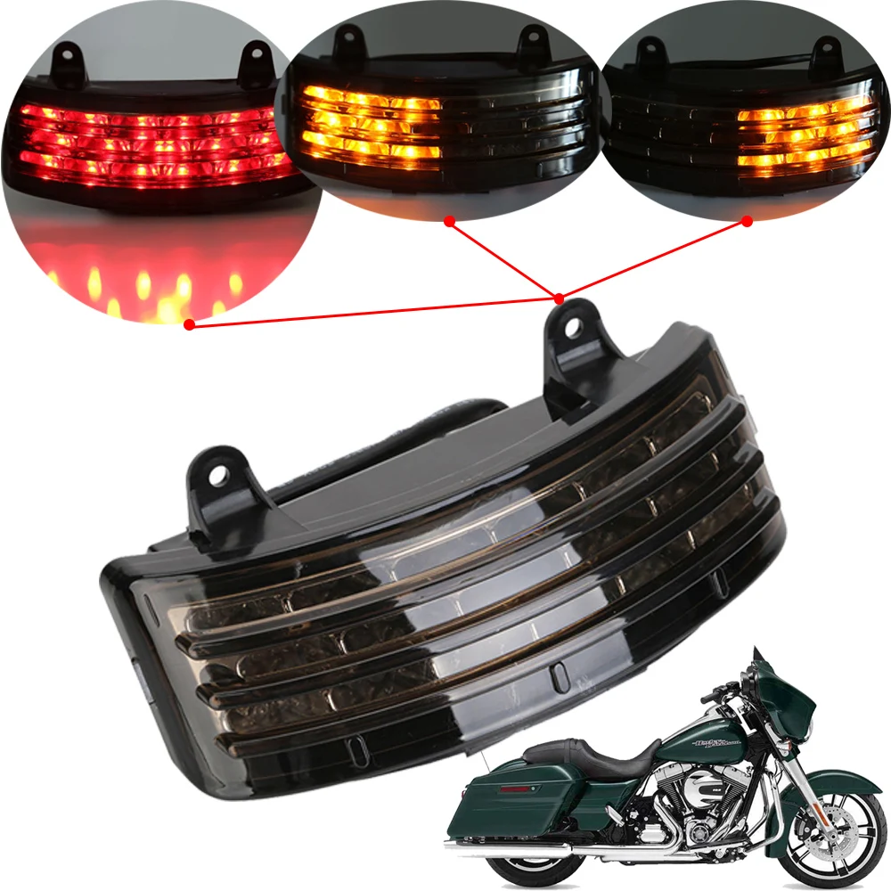LED Rear Fender Tip Tail Light Tri-Bar Brake Taillights Integrated with Turn Signal Compatible with Touring Road Motorcycle