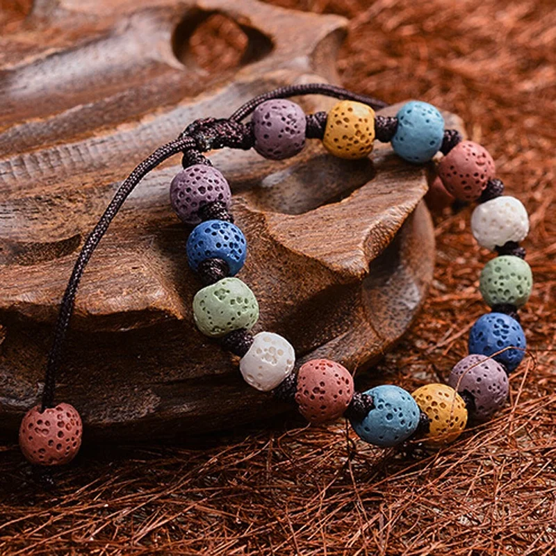 

Hot braided bracelet lava volcanic stone diffuser bracelet, Colorful