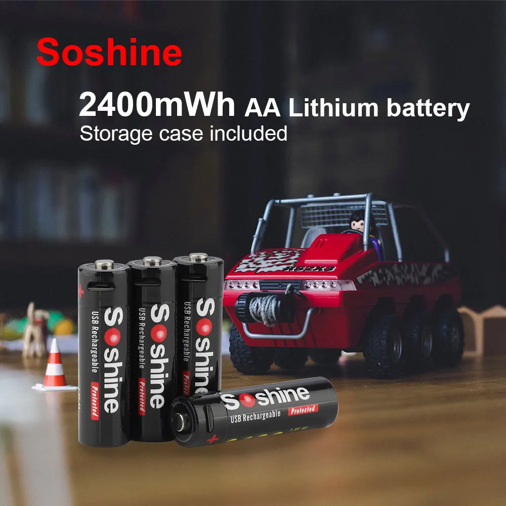 USB Rechargeable AA 14500 Li-ion Batteries:1.5V 2400mAh
