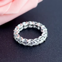 

U prong setting 4mm pure colorless white round moissanite diamond eternity band ring for wedding