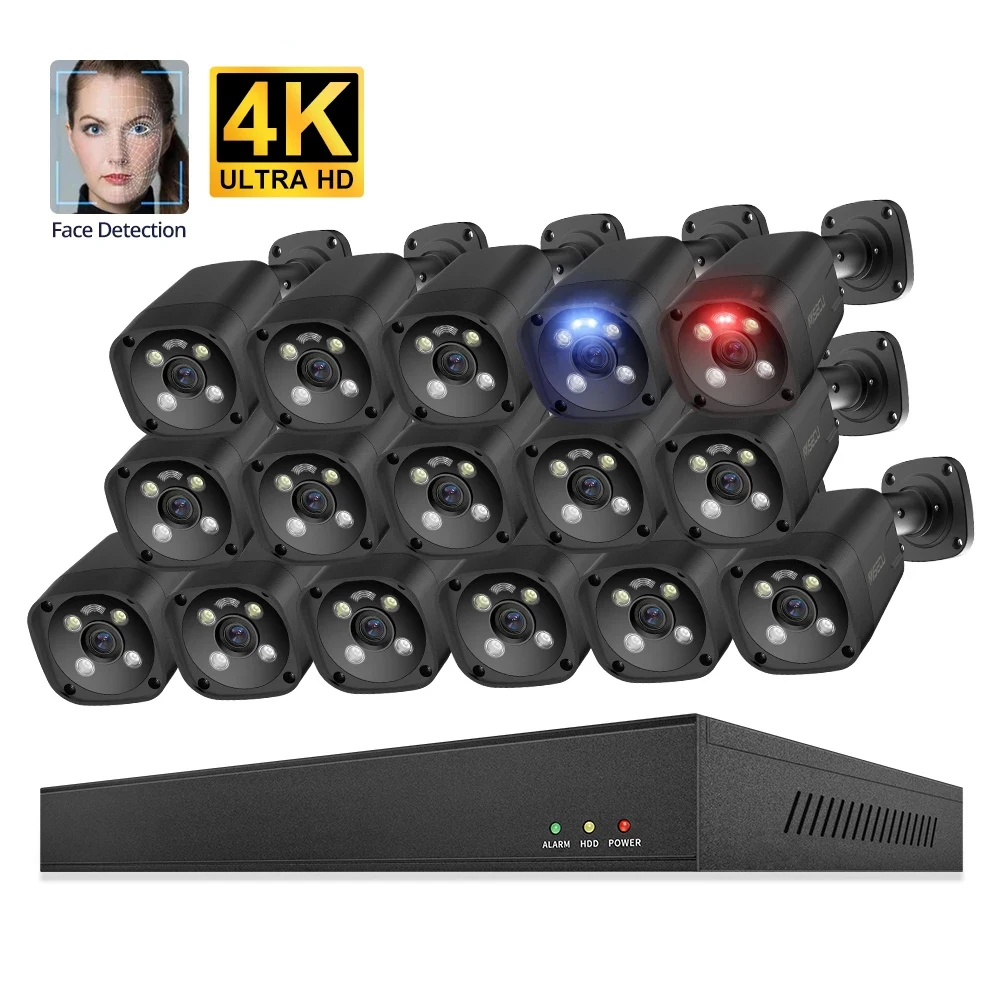 

Outdoor 4K Poe Cctv 16 Security Camera System 2K Ai Motion Detection Two Way Audio Color Night Vision