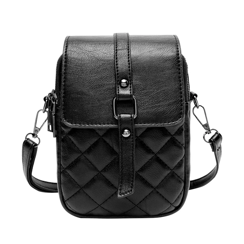 

MIYIN Hot new product black female bag single shoulder messenger bag multi-layer zipper ladies mobile phone bag