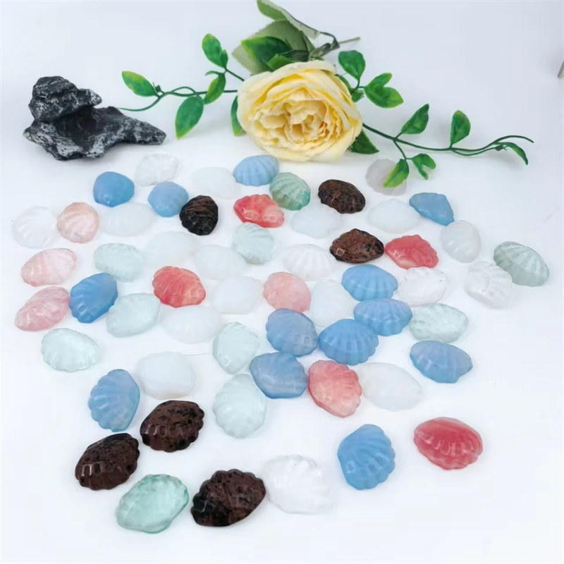 Wholesale Crystal Crafts Mixed Crystal Mini Cute Pink Blue Opal Shell Carving for Home Decoration