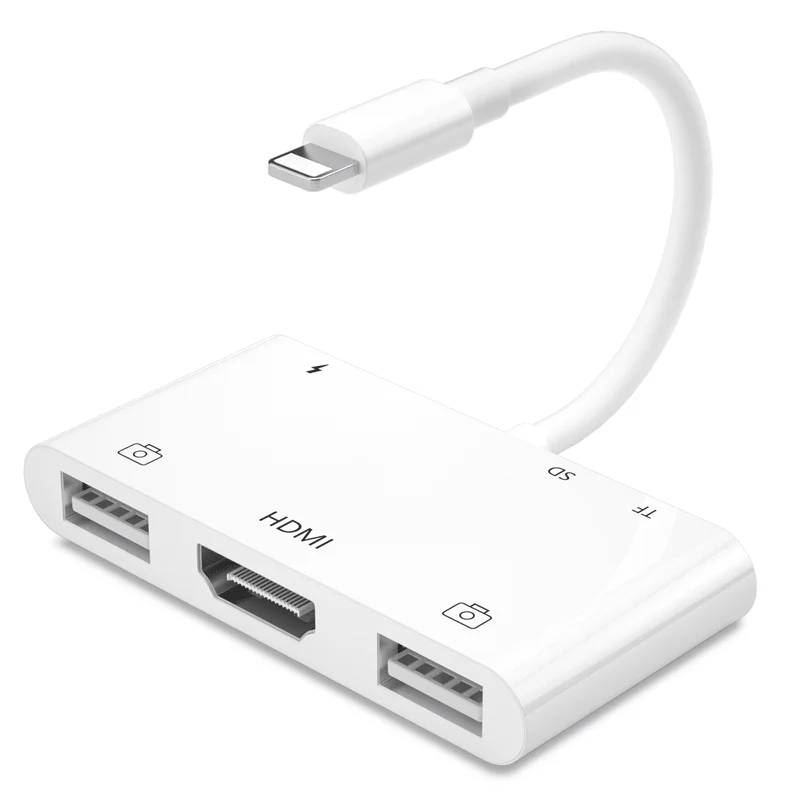 

Lighting USB OTG Card Reader Connector HDMI-compatible Digital AV Adapter for Apple iPad iPhone, White