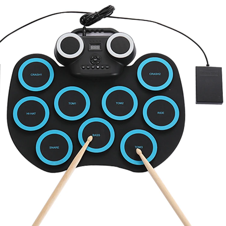
iWord Small Foldable Silicone Hand Musical Instrument Kids Unit Kit Drums Electric Drum Set 