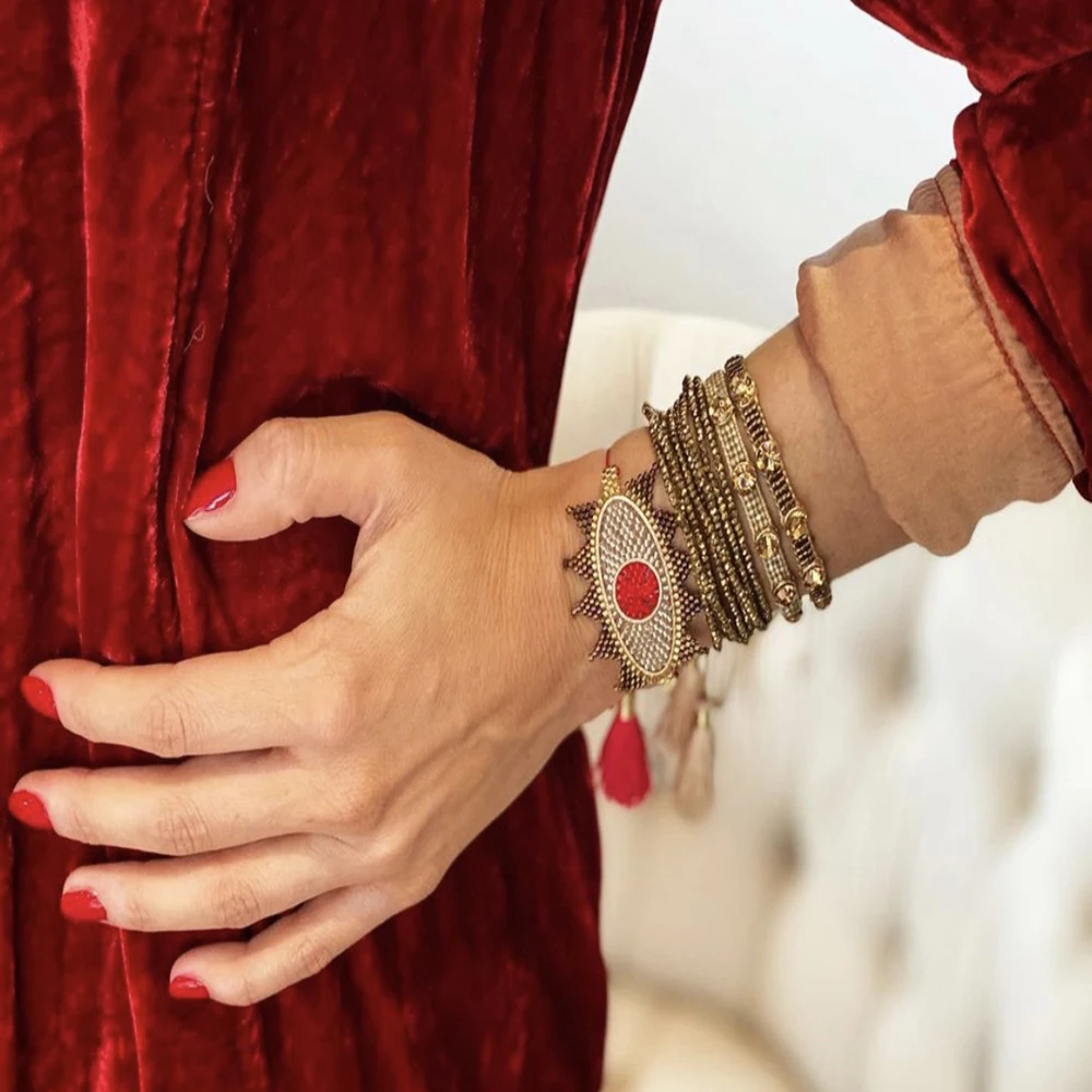 

2021 3D Turkish Eye Bracelet MIYUKI Bead Bracelets Chic Crystal Pulseras Mujer Moda Handmade Woven Tassel Jewelry, As pictures color