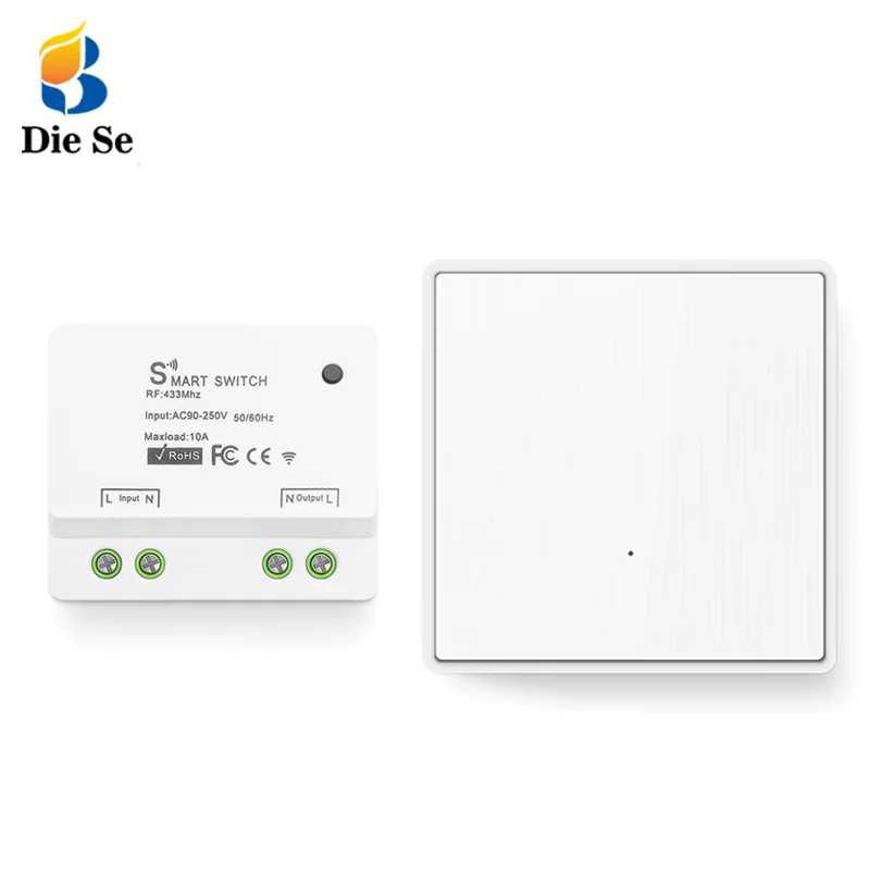 

One Way Smart Switch 433.92MHZ Universal RF Wireless Remote Control Switch Relay Controller and 86 Wall Switch