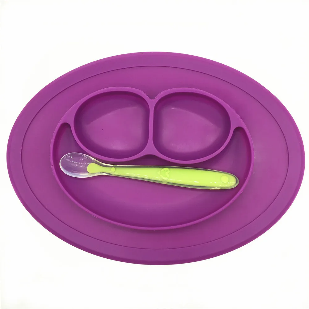 

AliGan-Baby silicone suction plate dinnerware for toddler divided design BPA free stay put feature microwave oven non-slip plate