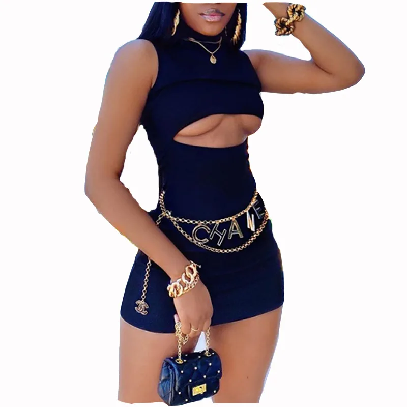 

Custom logo women clothes factory price ladies turtleneck sleeveless women clothing party dresses