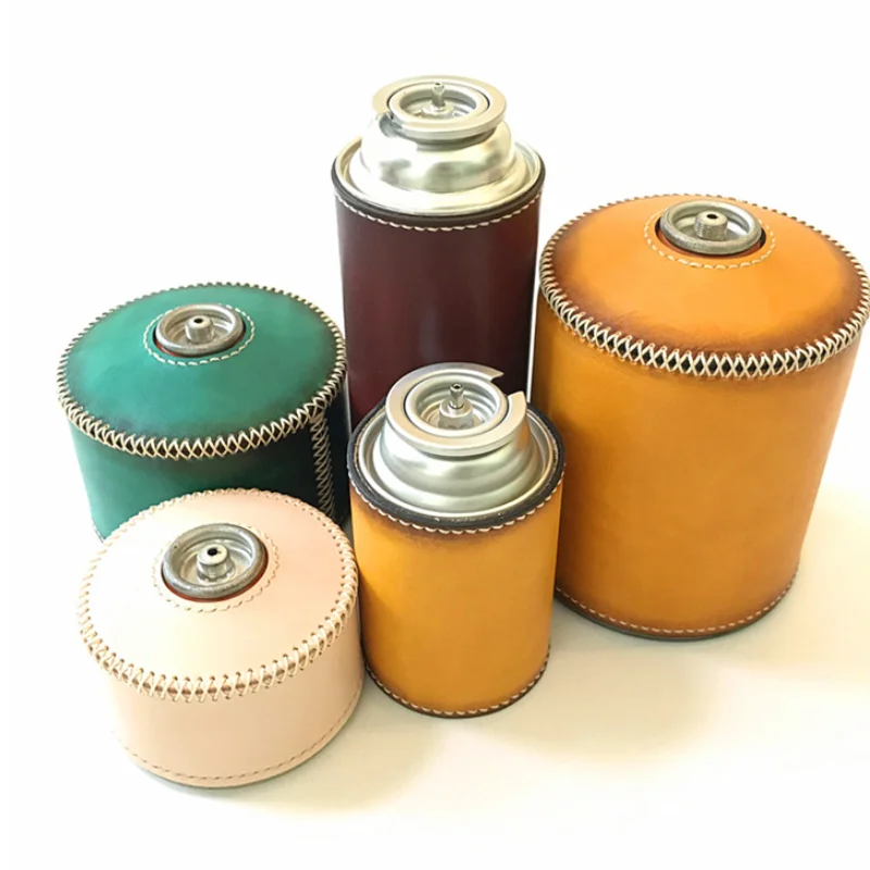 

Portable imiation leather gas tank carbon cover camping lamp glass lantern holster, Black or brown