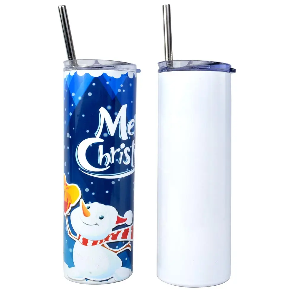 

Sublimation straight Stainless Steel 20Oz Blank With Double wall Mug Coffee Straw For Insulated Cup white skinny Tumbler, Customized color