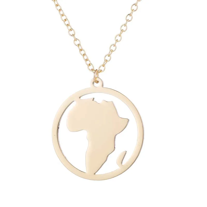 

2022 Hot Sale Necklace Africa Map Necklace Simple Gift Map Gold Chain Pendant Women Necklace