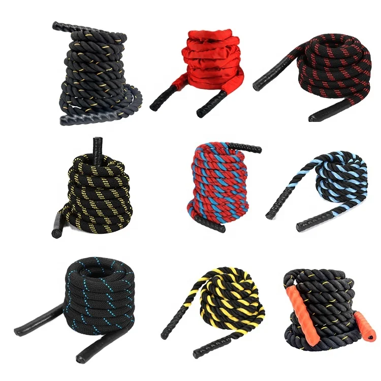 

38mm 9m Gym fitness battle ropes  30ft Strength training Polyester Fitness Training Battle Rope, Black/red/yellow