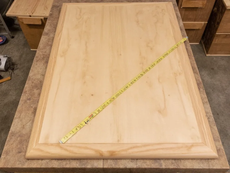 Assembled wooden lectern base with diagonal measurement check