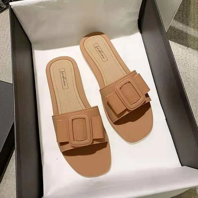 

2021 women slip on flat sandals beach wear slippers summer casual shoes, As pictures