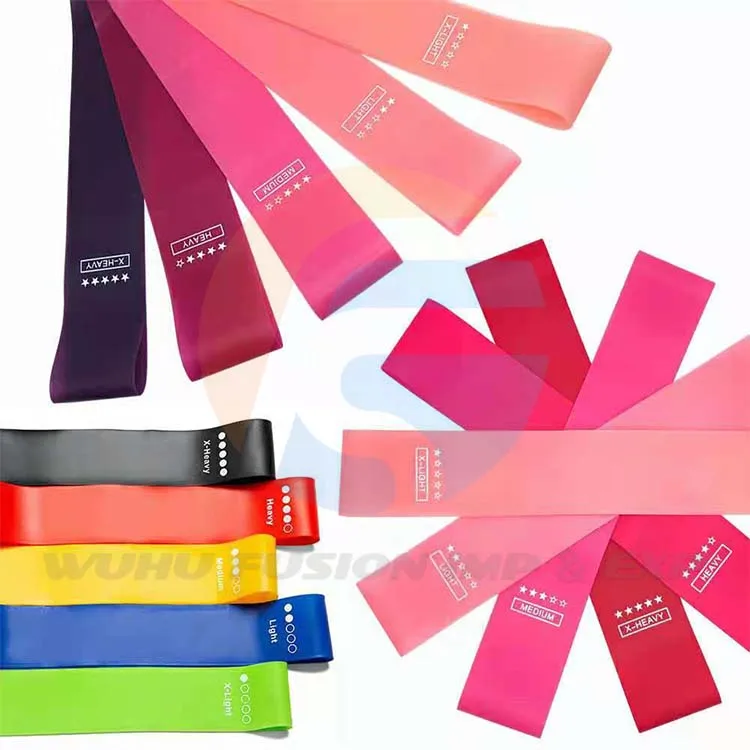 

Sport Yoga Elastic Mini Hip Strength Custom Fitness Soft Latex Exercise Resistance Fitness Loop Band Set, Yellow,green,red,blue,black
