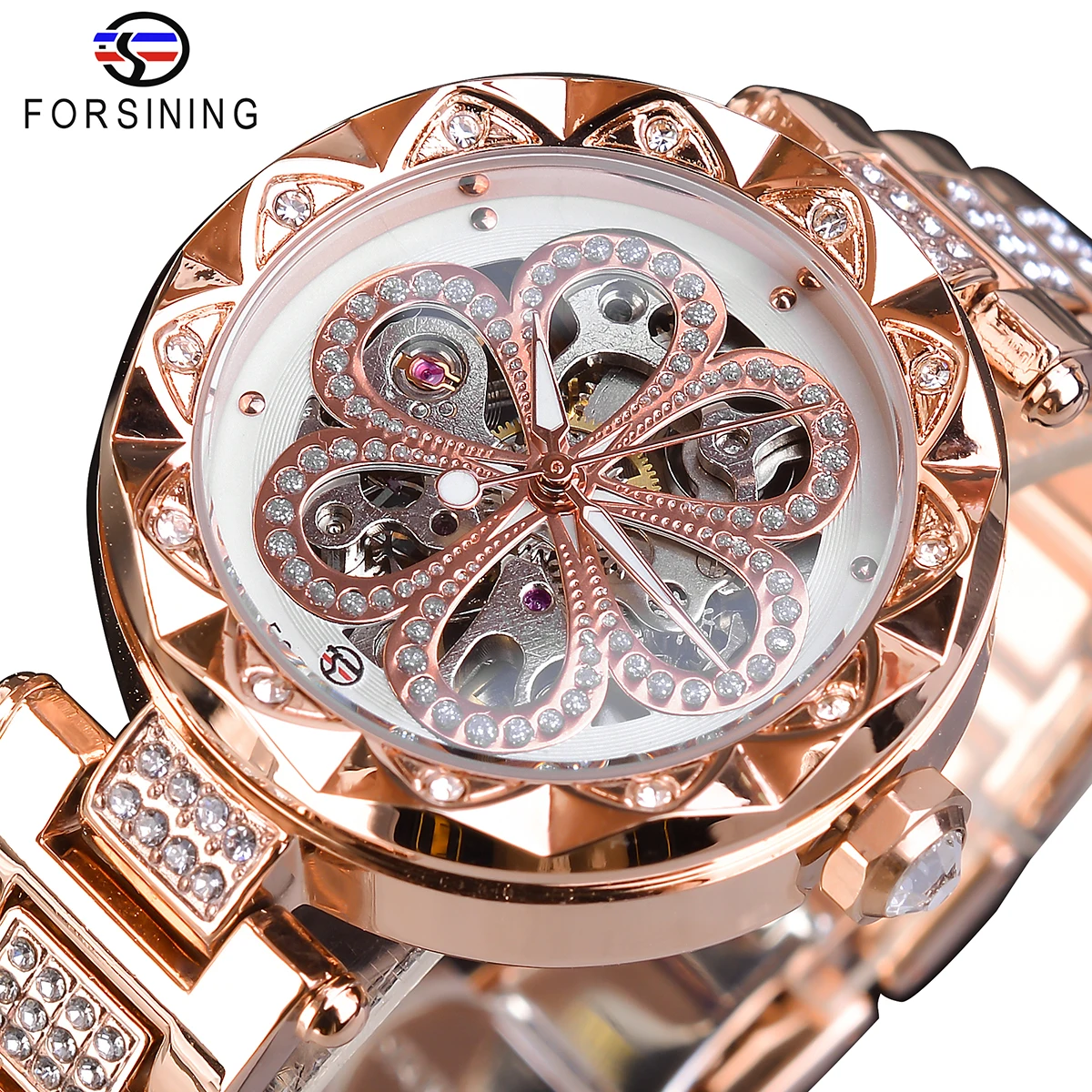 Forsining Women Watch Luxury Mechanical Automatic Ladies Fashion Elegant Dress Clock Skeleton Lady Wristwatches Relogio Feminino