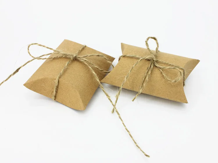 50-200pcs Cute Candy Boxes Pillow Gift Box Wedding Party Favor Kraft Paper 
