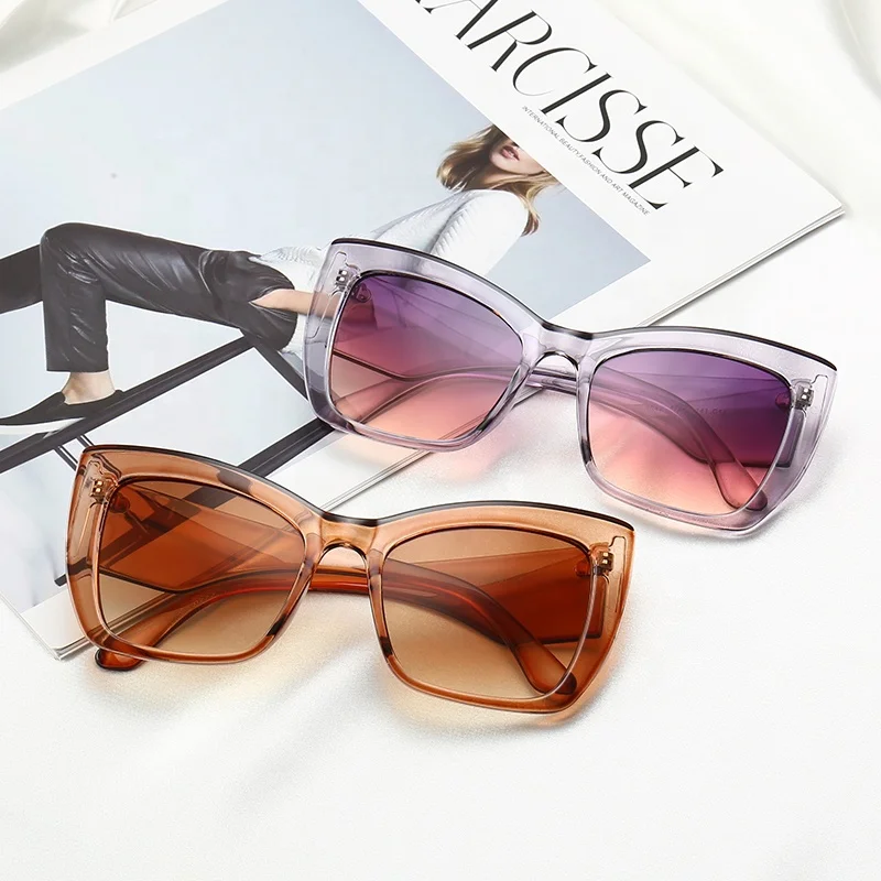 

2021 New Oversized Big Frame Fashion Shades Sunglasses Eyewear custom logo trendy italy Women Men sun glasses thick plastic