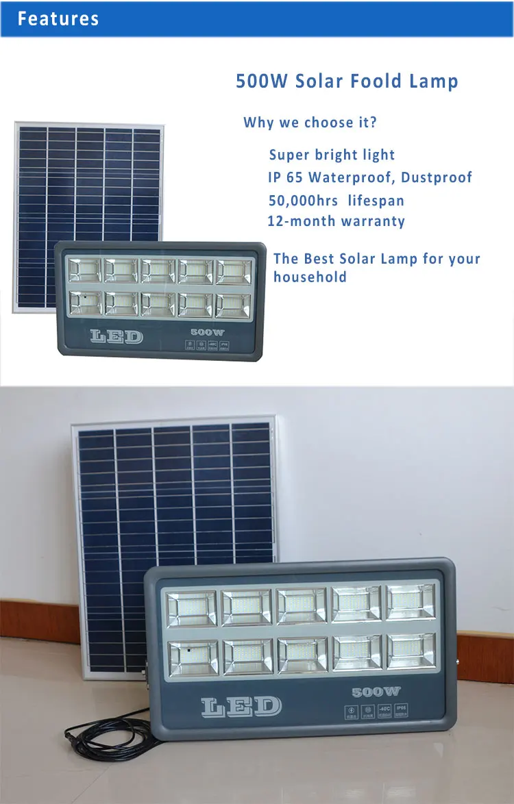 500w Commercial Grade Solar Flood Lights With High Lumens For Garage