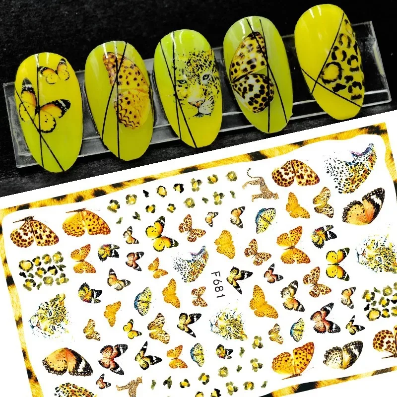 

Best price wholesale 3d leopard nail stickers gel nail art decorations adhesive sliders foil wraps flower butterfly nail decal