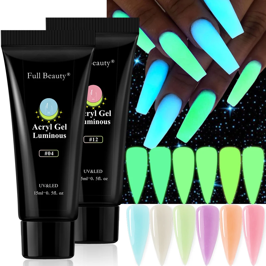 

15ml Luminous Poly UV Gel Quick Extension Poly gel Glow in the Dark Acrylic Gel Polish French Manicure Extend Nail Length