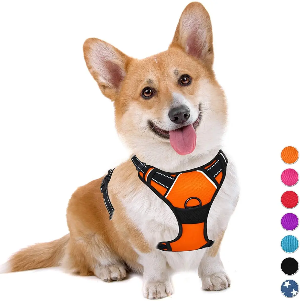 

Front Clip and Easy Control Handle Walking Training Running Large Step In Reflective Pet Dog Harness, 6 color