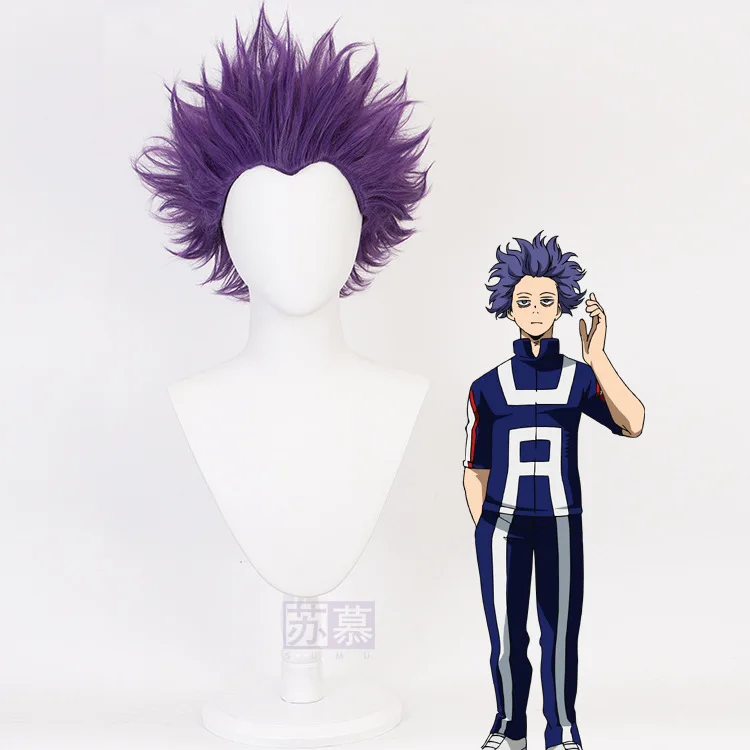 

Funtoninght rose net My Hero Academia cosplay wigs purple Shinso Hitoshi cosplay wigs for Halloween parties, Pic showed