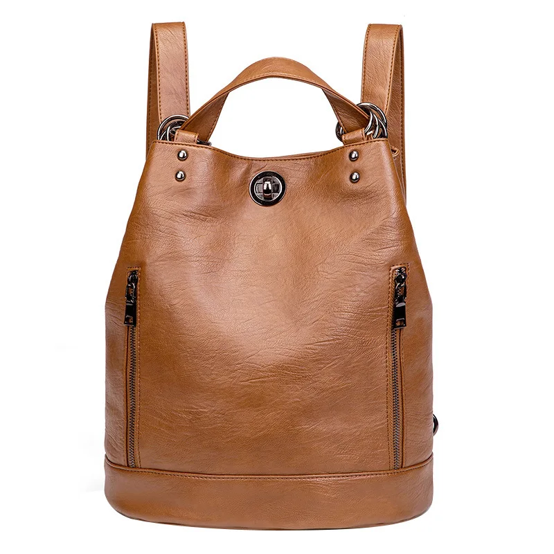 

New Women's Backpack Amazon Fashion Leather Women's Bag Large Capacity Travel Backpack, As the picture